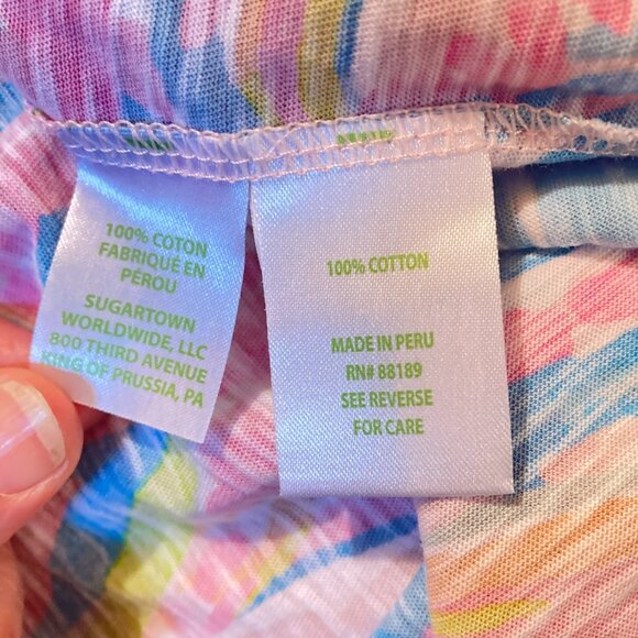 Lilly Pulitzer V-Neck‎ Cotton Sleeveless Tank Top, XXS, Pastel Tropical ALTERED - Picture 8 of 10